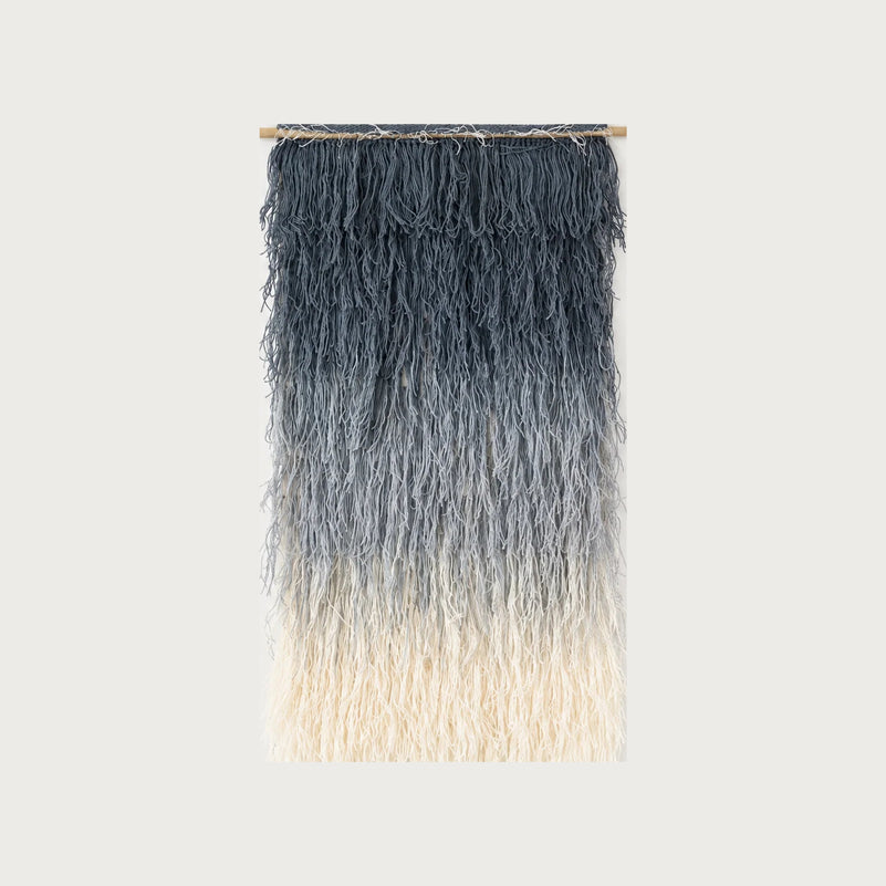 Snow handwoven wool wall hanging navy ombre tapestry Lale Studio & Shop