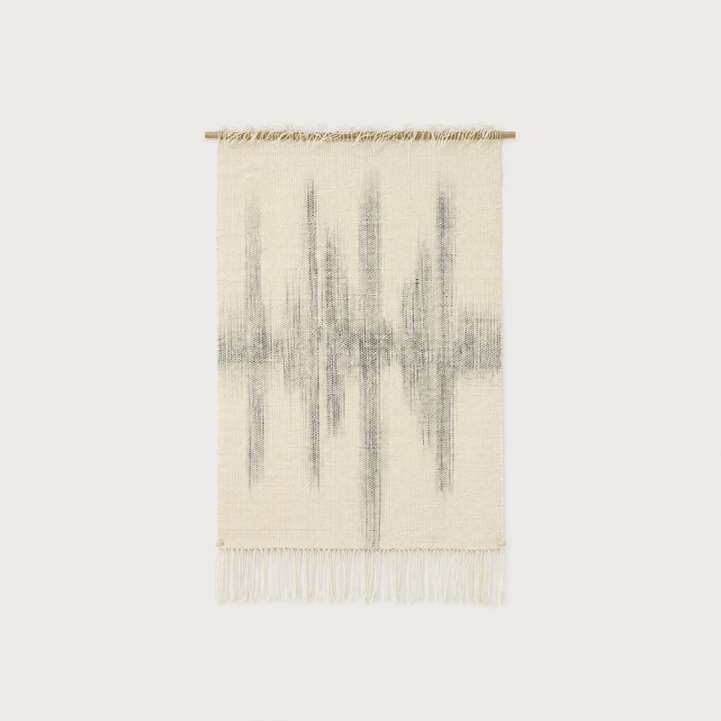 Sound handwoven wool wall hanging grey soundwave tapestry Lale Studio & Shop