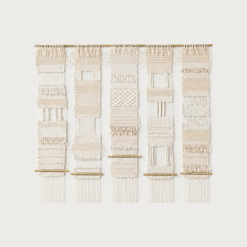 Teide 5 handwoven cotton wall hanging natural panels tapestry Lale Studio & Shop