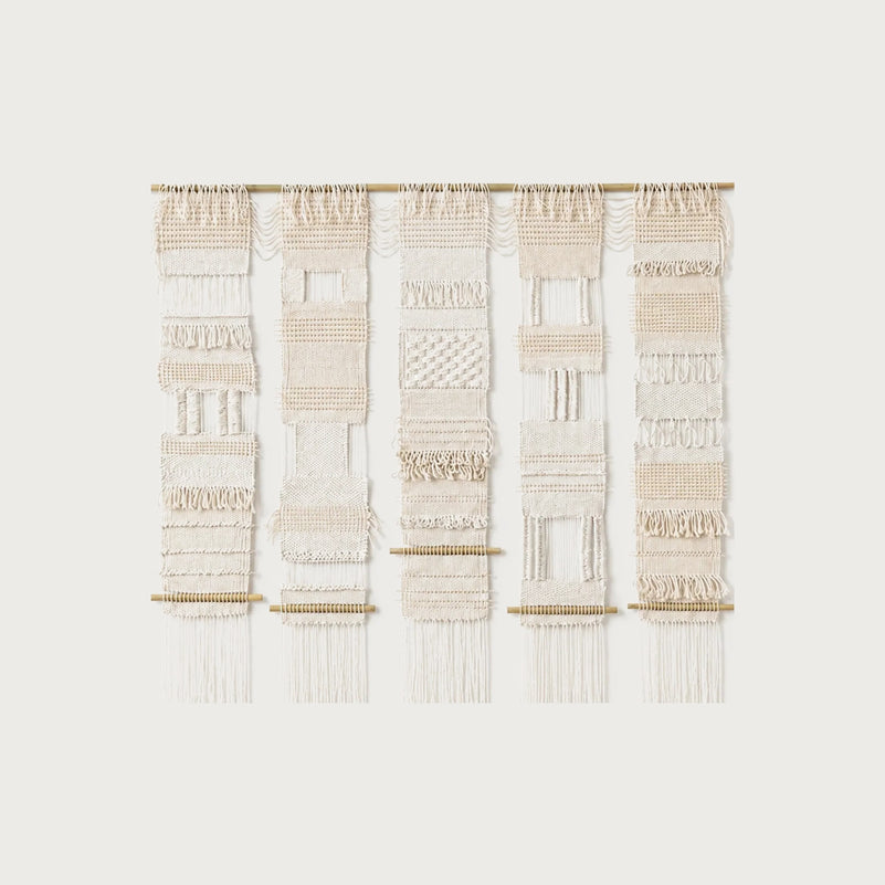 Teide 5 handwoven cotton wall hanging natural panels tapestry Lale Studio & Shop