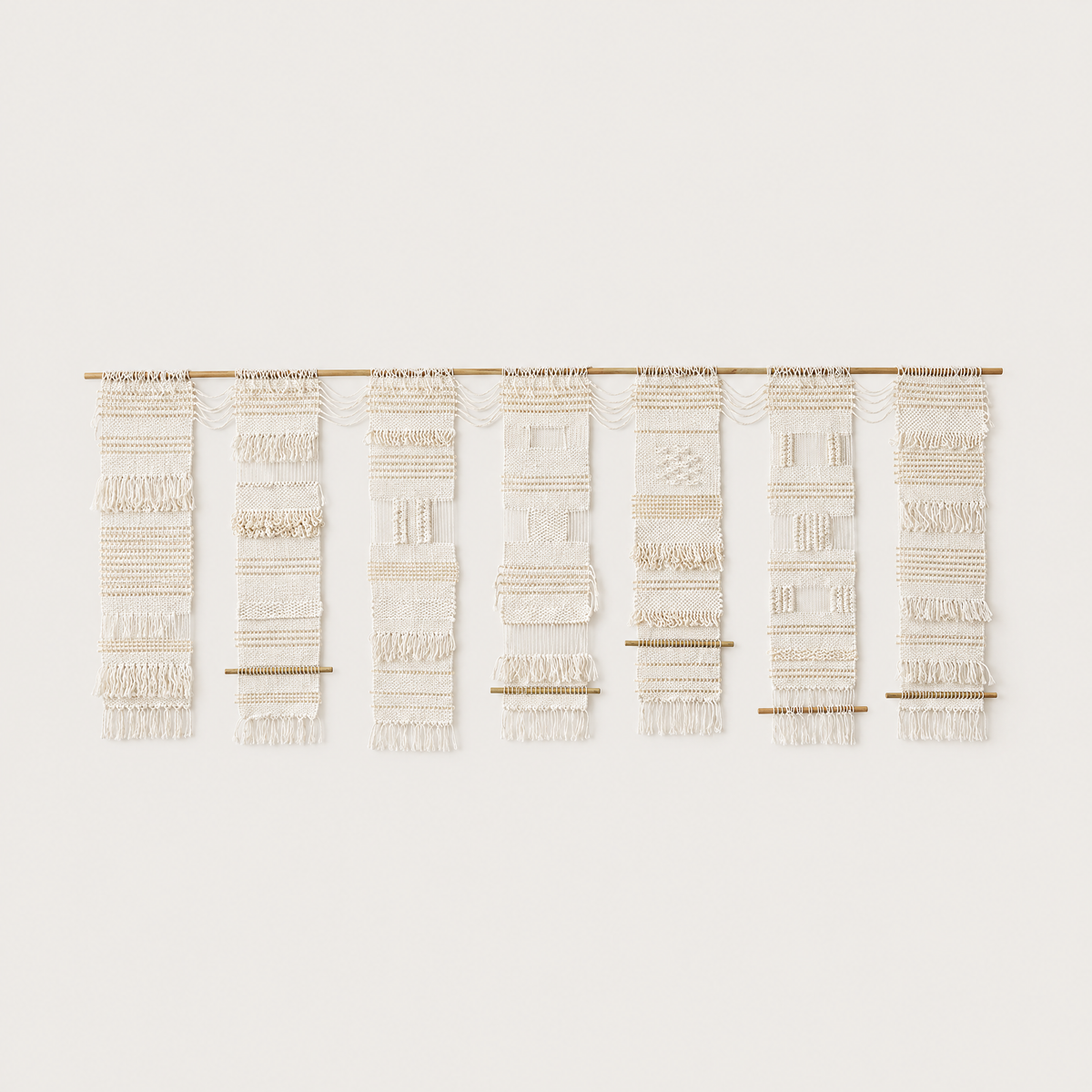 Teide 7 extra large handwoven cotton wall hanging natural panels Lale Studio & Shop