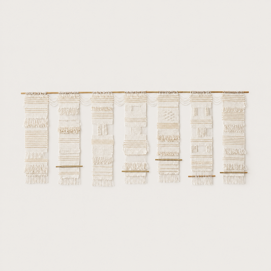 Teide 7 extra large handwoven cotton wall hanging natural panels Lale Studio & Shop