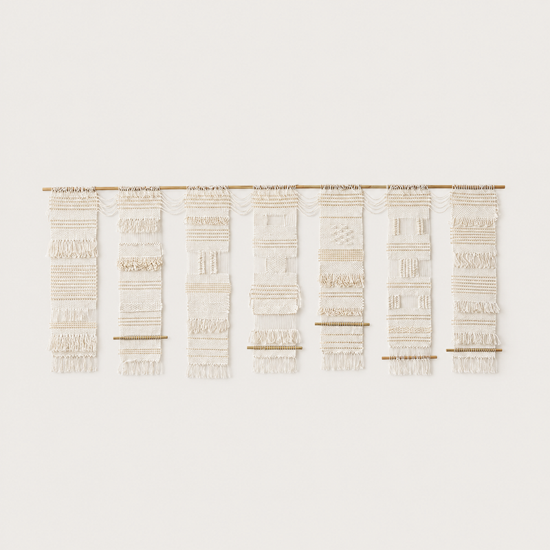 Teide 7 extra large handwoven cotton wall hanging natural panels Lale Studio & Shop