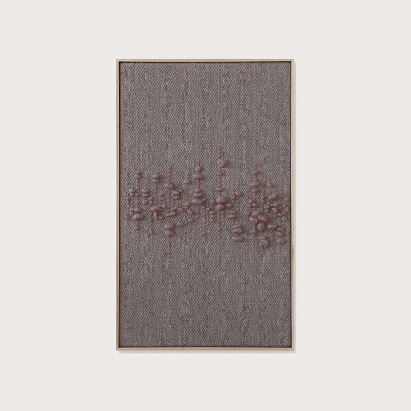 Teor handwoven two-ply wool tapestry in a slim wood frame, framed textile wall art by Lale Studio & Shop