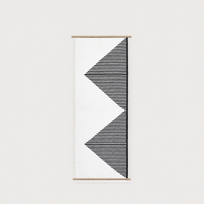 Trian handwoven wool wall hanging black and white triangle tapestry Lale Studio & Shop