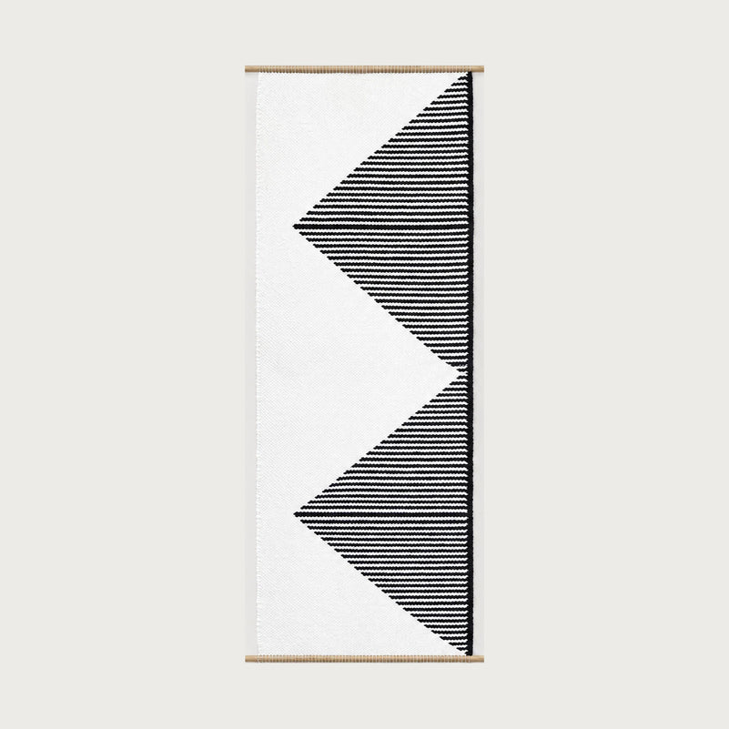 Trian handwoven wool wall hanging black and white triangle tapestry Lale Studio & Shop