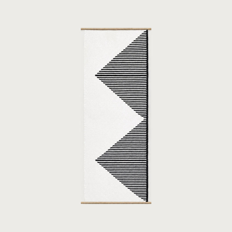Trian handwoven wool wall hanging black and white triangle tapestry Lale Studio & Shop