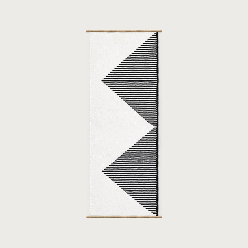 Trian handwoven wool wall hanging black and white triangle tapestry Lale Studio & Shop