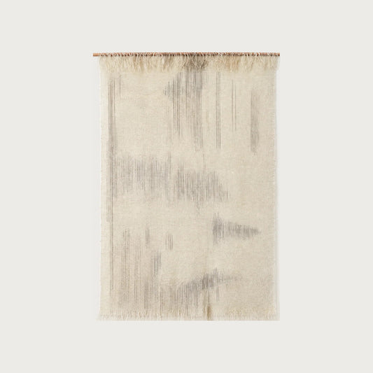 Tupe handwoven wool wall hanging beige and grey minimalist tapestry Lale Studio & Shop