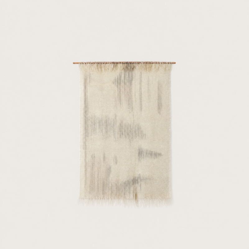 Tupe handwoven wool wall hanging beige and grey minimalist tapestry Lale Studio & Shop