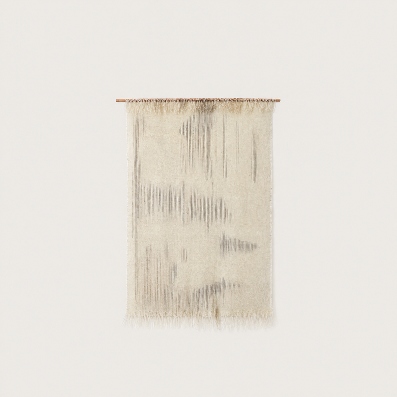 Tupe handwoven wool wall hanging beige and grey minimalist tapestry Lale Studio & Shop